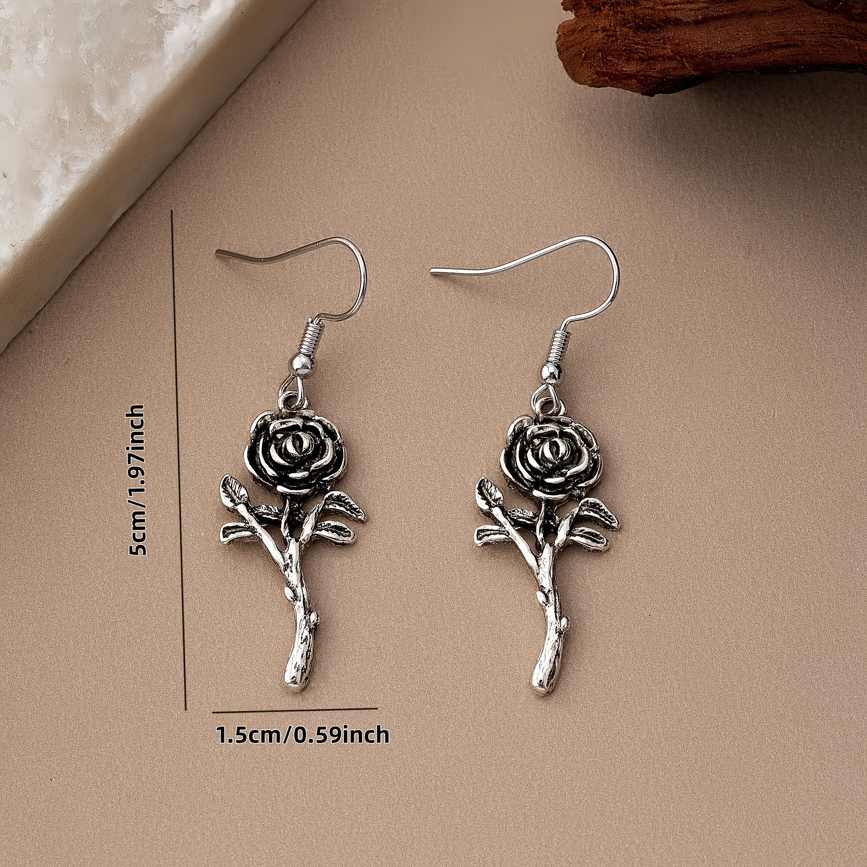 Women's Bohemian Vintage Style Rose Earrings, Everyday Wear